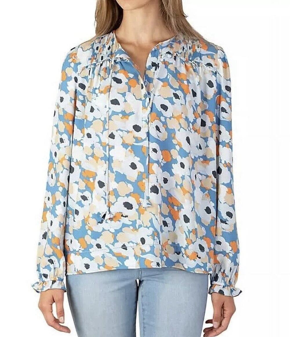 Joie Blue Floral Long Sleeve Top Size XL